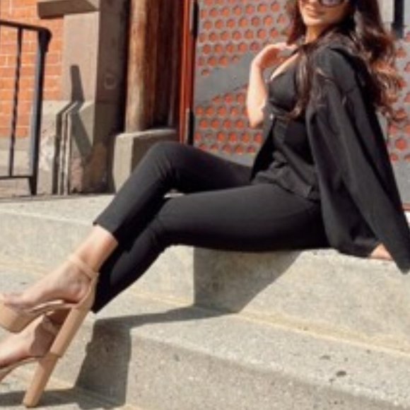 ALL ABOUT CLASS black 2 piece Cape Blazer & Pants Suit - Picture 13 of 16
